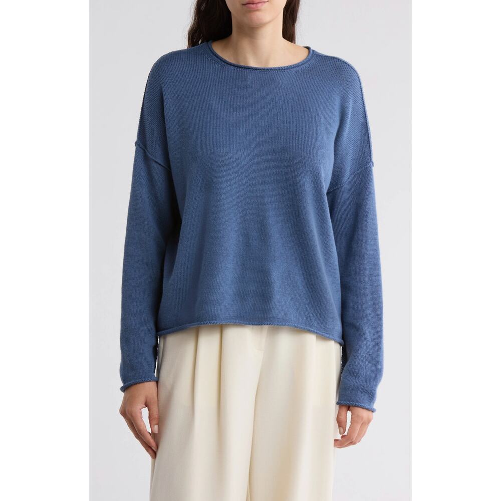 Eileen Fisher Organic Cotton & Tencel Lyocell Boxy Sweater Size M